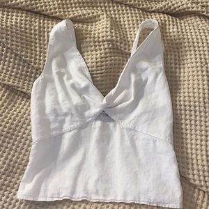 Abercrombie and Fitch white linen tank with cut out